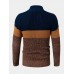 Mens Colorblock Knitting Half Zipper Front Drop Shoulder Casual Sweaters