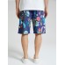 Mens Tropical Plants Print Holiday Loose Drawstring Shorts