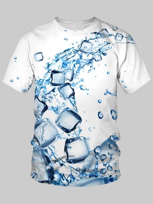 Casual O Neck Ice Cube Print White Men T-shirt