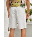 Men Solid Color Brief Double Pockets Shorts All Matched Zip Knee Length Casual Jeans