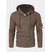 Mens Cable Knitted Toggle Front Warm Hooded Sweaters