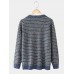 Mens Stripe Round Neck Warm Vintage Knitted Sweaters