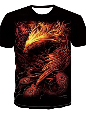 Perrygirls Printed Phoenix men's T-shirt lovers short sleeve top