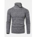 Mens Texture Solid Color High Waist Warm Long Sleeve Knitted Sweaters