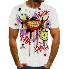 Casual O Neck Cartoon Print White Men T-shirt