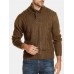 Men Cable Knit Lapel Button Solid Pullover Casual Sweaters