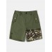 Men Camo Stitching Flat Pocket Designed Knee Length Cargo Shorts