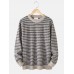 Mens Stripe Round Neck Warm Vintage Knitted Sweaters