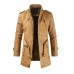 MENS MID-LENGTH CASUAL STAND-COLLAR SLIM LEATHER JACKET