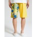 Mens Tropical Plants Print Patchwork Holiday Loose Drawstring Shorts