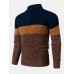 Mens Colorblock Knitting Half Zipper Front Drop Shoulder Casual Sweaters