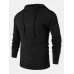 Mens Solid Color Design Cut Out Sleeve Kitted Hooded Sweaters